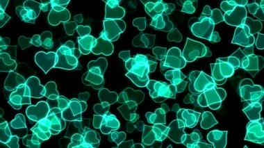 Parlayan kalp şekilleri - döngü turkuaz renkli animasyonlu