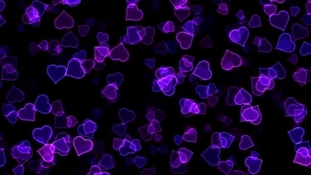 Färgstarka Animerade Glödande Hjärta Figurer Loop Violet — Stockvideo