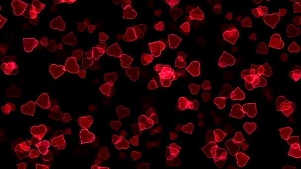 Colorful Animated Glowing Heart Shapes Loop Red — Stock Video