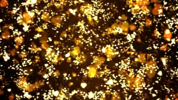快速明亮的彩色动画心脏形状 循环金色 — 图库视频影像
