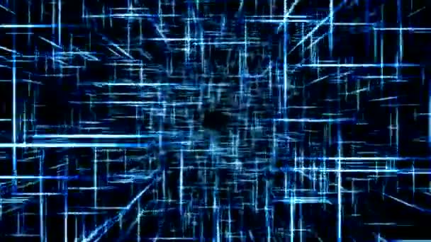 光和激光光束网格旅行动画 循环蓝色 — 图库视频影像
