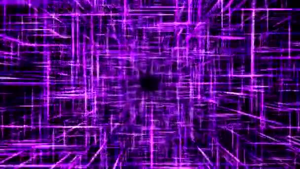 Animação Viagem Grade Feixe Luz Laser Loop Purple — Vídeo de Stock