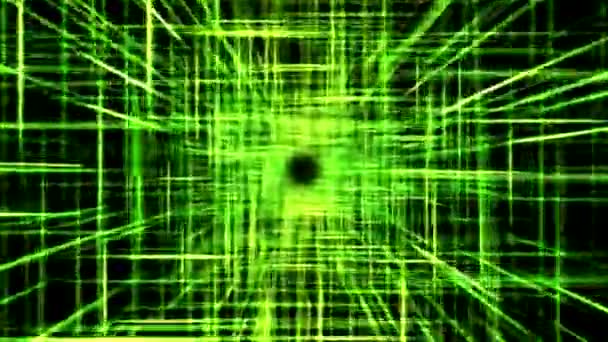 Światła Lasera Belka Siatki Podróży Animacji Loop Zielony — Wideo stockowe