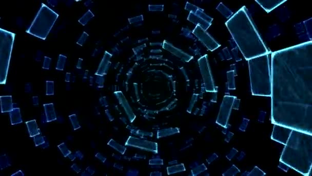 Resumen Futurista Túnel Azulejos Animación Viajes Loop Blue — Vídeo de stock