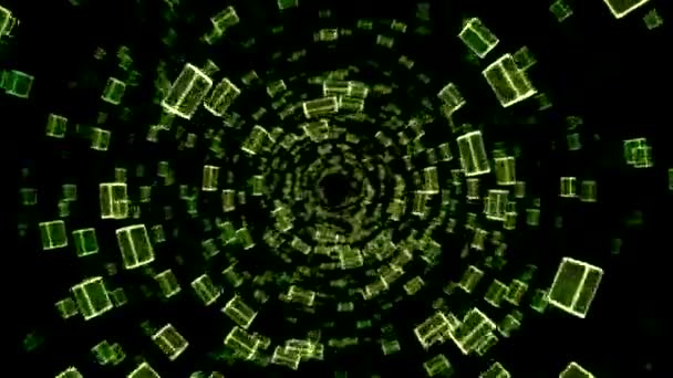 抽象的な未来タイル トンネル旅行アニメーション 緑のループ — ストック動画