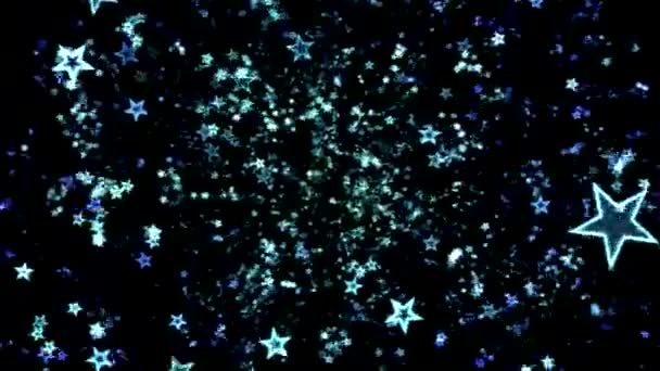 Coloridas Formas Giratorias Estrellas Animación Viajes Loop Blue — Vídeo de stock