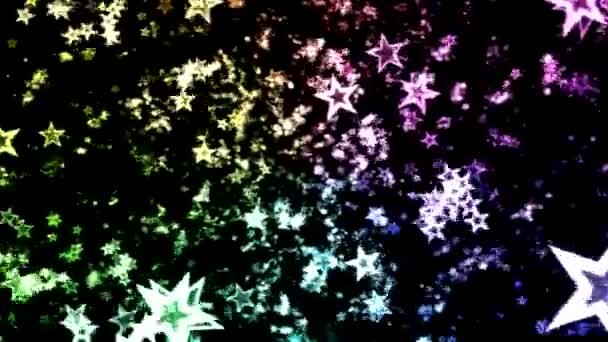 Красочные Вращающиеся Звезды Петля Рейнбоу — стоковое видео