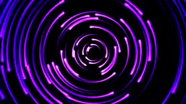 Coloridos Golpes Luz Circulares Animados Rápidos Lazo Inconsútil Púrpura — Vídeos de Stock