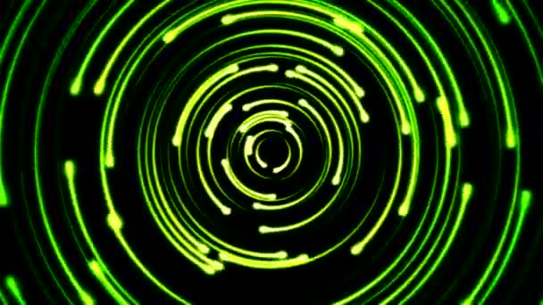 Barevné Rychle Animovaný Kruhové Světlo Tahy Zelená Bezešvé Smyčka — Stock video