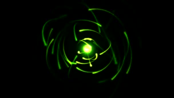 Атомні Наука Обертається Частинок Електрон Анімації Безшовні Петлю Зелений — стокове відео