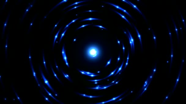 Animação Esfera Emissora Partículas Circulares Coloridas Laço Sem Costura Azul — Vídeo de Stock