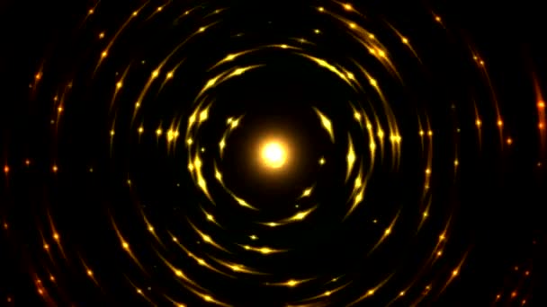 Animação Esferas Emissoras Partículas Circulares Coloridas Loop Sem Costura Golden — Vídeo de Stock