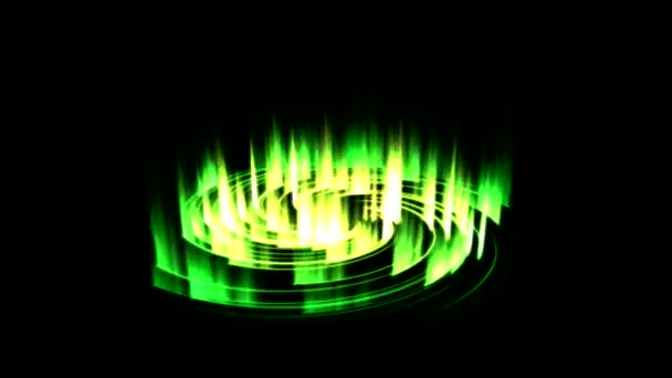 Kleurrijke Lichtend Magic Circle Lights Naadloze Lus Groen — Stockvideo