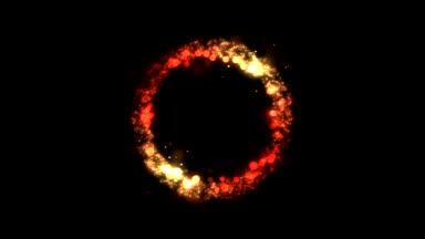 Renkli parlak ve ışık parçacıkları bir halka şeklinde - sorunsuz döndürme döngü altın kırmızı