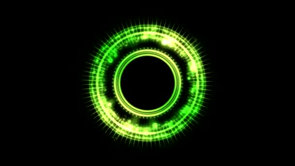 Colorful Shining Rotating Light Circle Pattern Seamless Loop Green — Stock Video