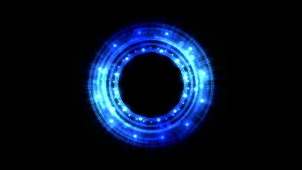 Πολύχρωμο Λάμπει Και Περιστρέφοντας Σχήματα Φως Κύκλου Αδιάλειπτη Βρόχο Μπλε — Αρχείο Βίντεο