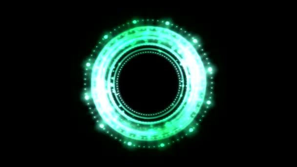 Colorful Shining Rotating Light Circle Shapes Seamless Loop Turquoise — Stock Video