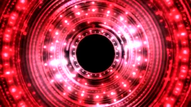 Kleurrijke Schijnt Roterende Licht Cirkel Vormen Naadloze Loops Rood — Stockvideo