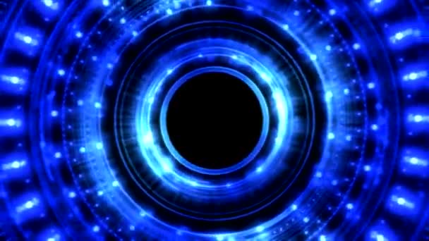 カラフルな輝き 回転する光の円図形 シームレス ループ ブルー — ストック動画