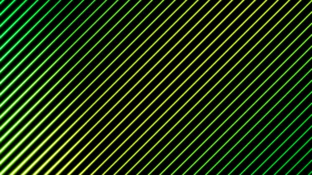 Färgglada Diagonala Linjer Ljuseffekt Animation Slinga Grön — Stockvideo