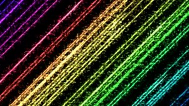 Animasyon - döngü gökkuşağı renkli Diagonal parçacık çekim kirişler