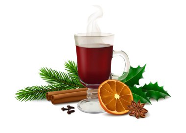 Noel mulled şarap beyaz arka plan üzerinde