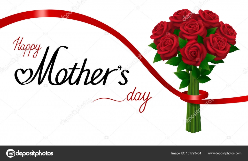 Download Happy Mothers Day. Bouquet of red roses with ribbon on ...