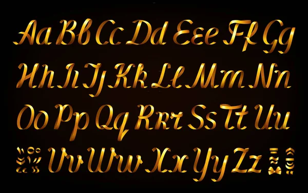 Letras Alfabeto Cinta Dorada Sobre Fondo Negro Cintas Doradas Forma — Archivo Imágenes Vectoriales