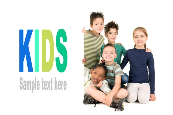 Grupo de niños con tablero en blanco —  Fotos de Stock