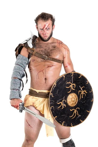 Gladiator geïsoleerd in wit — Stockfoto
