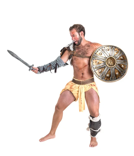 Gladiator isolerade i vitt — Stockfoto