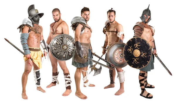 Gladiatorer isolerade i vitt — Stockfoto