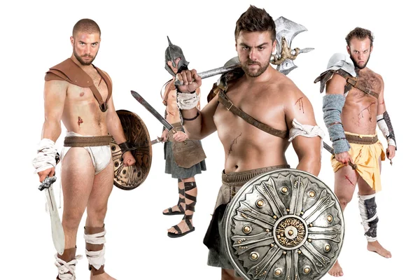 Gladiators isolated in white — Stock Photo, Image
