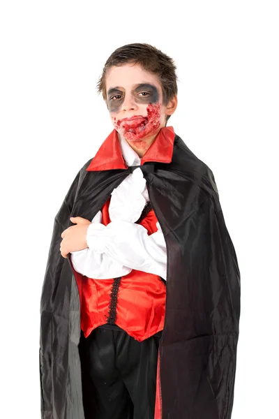 Мальчик в костюме вампира на Хэллоуин — стоковое фото