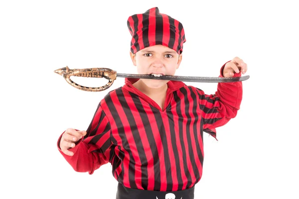 Pojke pirat med svärd — Stockfoto
