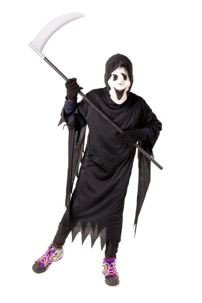 Barnen i Halloween reaper kostym — Stockfoto