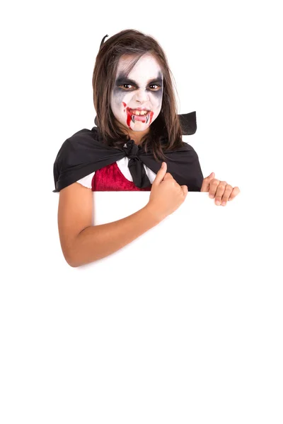 Menina no traje de vampiro de Halloween — Fotografia de Stock