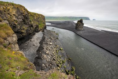 İzlanda'daki siyah volkanik kum plaj
