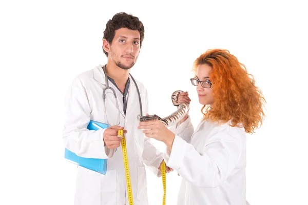 Veterinární lékaři muž a žena — Stock fotografie