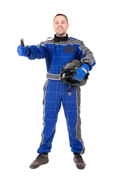 Racing driver with helmet — Stock Photo, Image