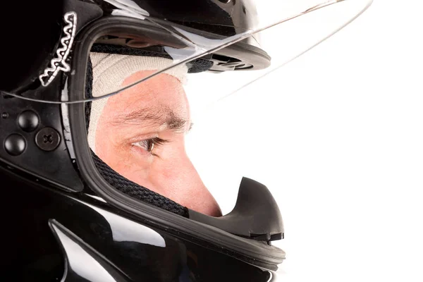 Motorista de corrida com capacete — Fotografia de Stock