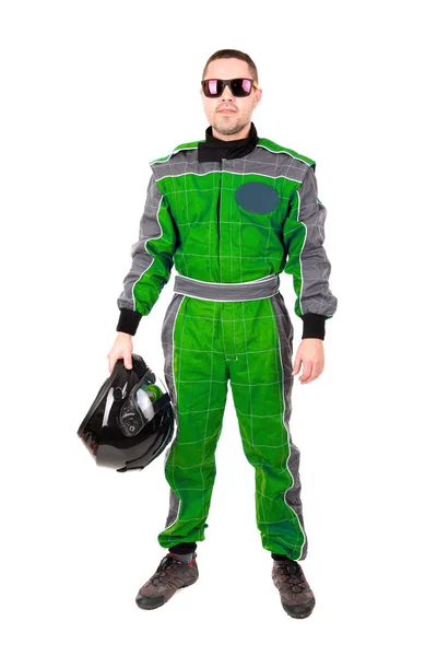 Racing driver with helmet — Stock Photo, Image