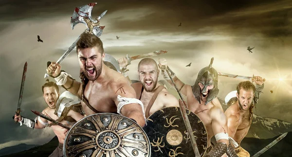 Gladiadores / Guerreiros bárbaros — Fotografia de Stock