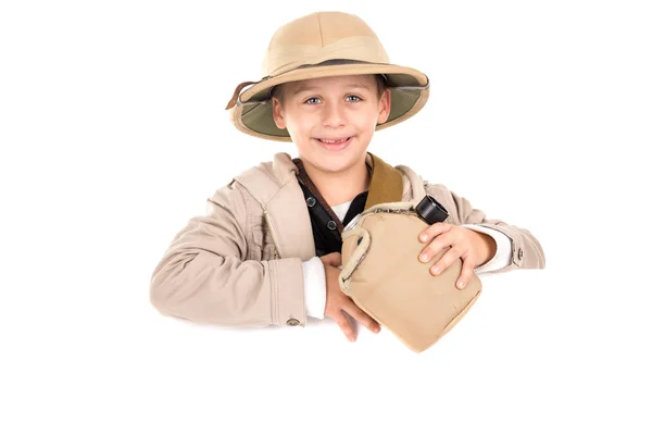 Chlapec v safari kostým — Stock fotografie