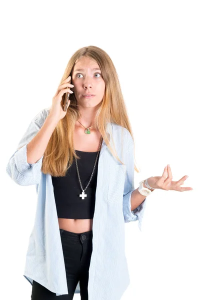 Young woman with cell — Stock Photo, Image