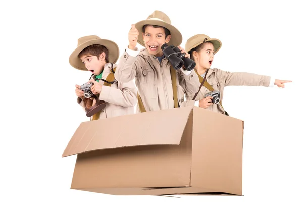 Kids in a game drive — Stock Photo, Image