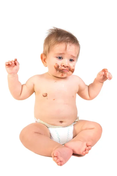 Dziecko z czekoladą — Zdjęcie stockowe