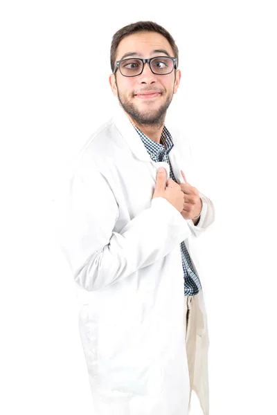 Nerd lekarz na białym tle — Zdjęcie stockowe