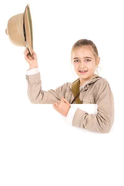 Girl in safari costume — Stock Photo, Image