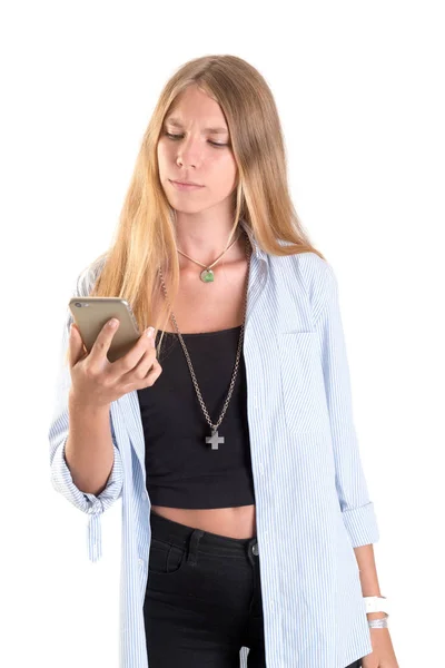 Young woman with cell — Stock Photo, Image